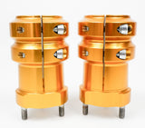 Gold Aluminium Double Bolt 50mm x 115mm Long Rear Hub Set