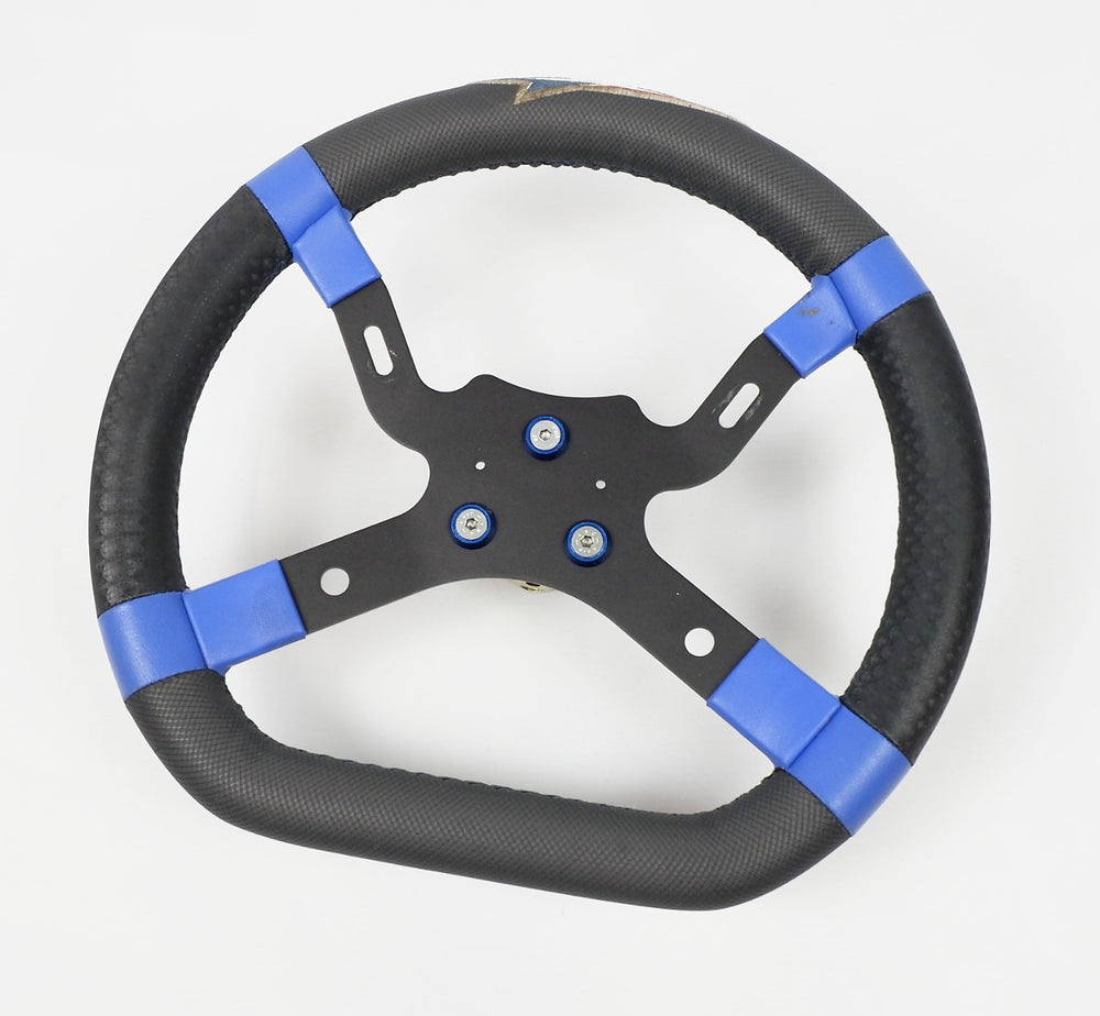 CKR Flat Bottom Black / Blue Steering Wheel with Angled Boss