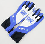 OMP KS-3 Kart Racing Gloves White & Blue Size XXS