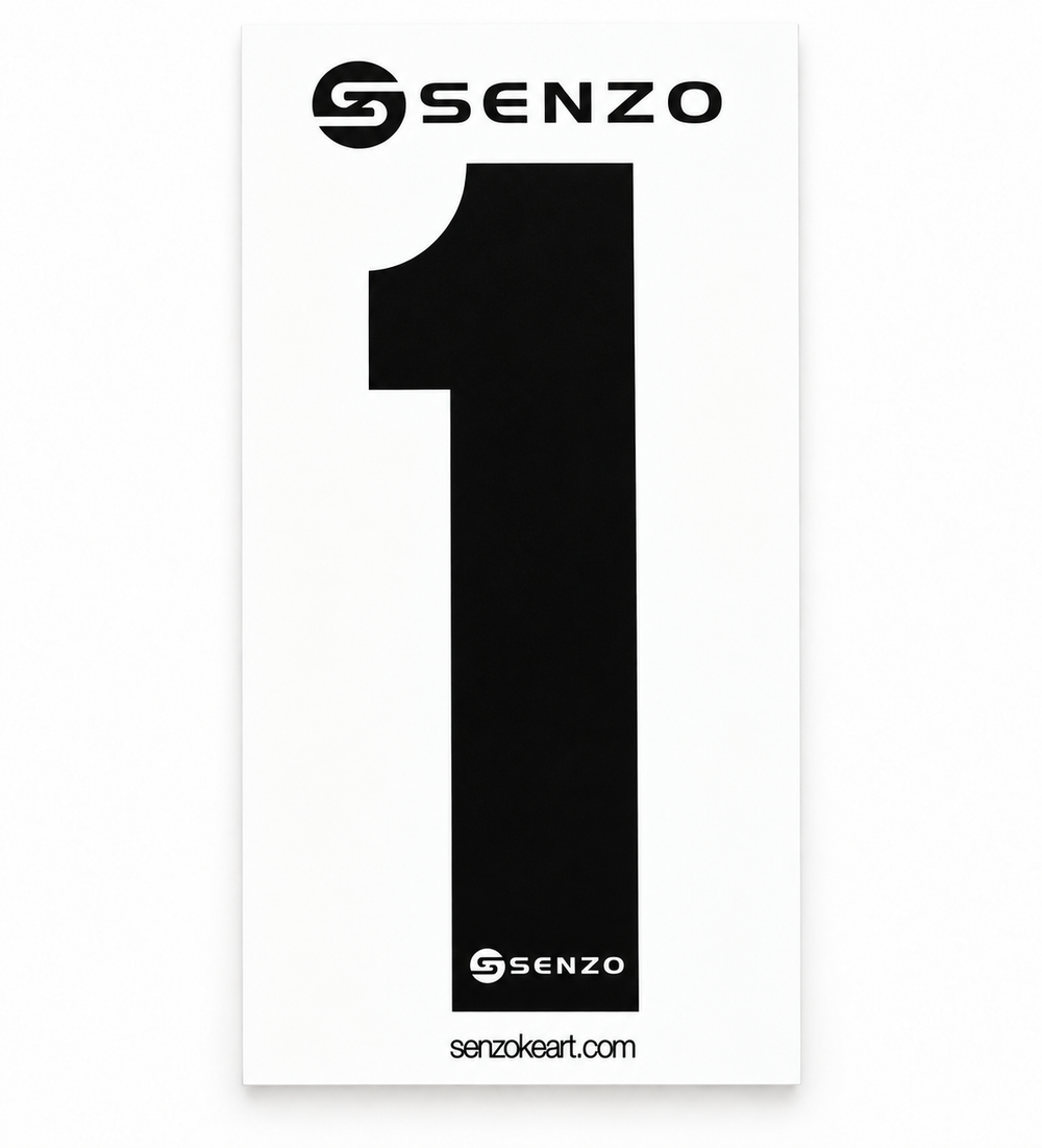 Set of 4 Senzo Black Race Number White Background