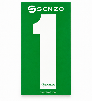 Set of 4 Senzo White Race Number Green Background