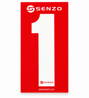 Set of 4 Senzo White Race Number Red Background