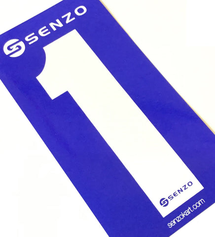 Set of 4 Senzo White Race Number Blue Background