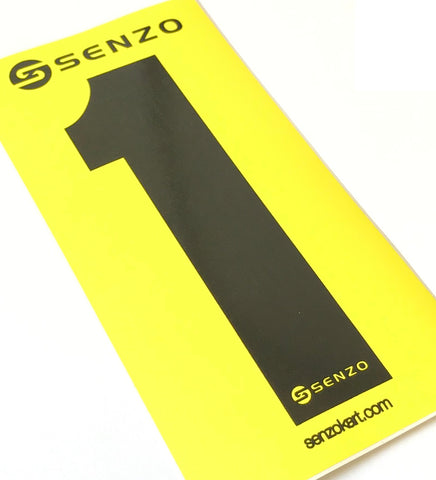 Set of 4 Senzo Black Race Number Yellow Background