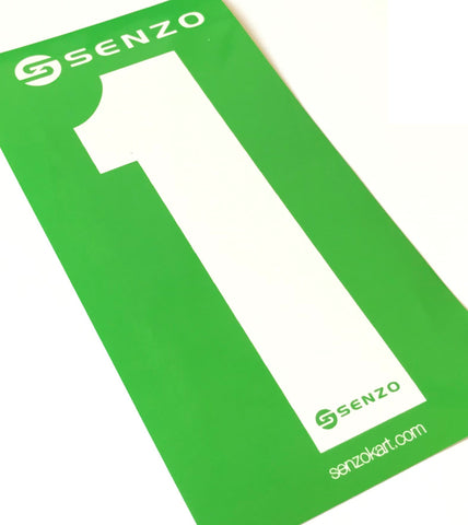 Set of 4 Senzo White Race Number Green Background