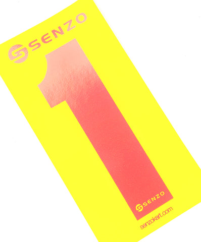 Set of 4 Senzo Red Race Number Yellow Background